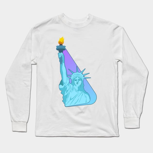 Statue of Liberty (Pink Shadow) Long Sleeve T-Shirt by MisagoArt
